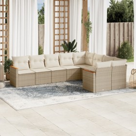 9-teiliges Gartensofa-Set mit beigen synthetischen Rattankissen von , Gartensets - Ref: Foro24-3258705, Preis: 745,99 €, Raba...