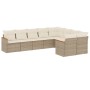 Set de sofás de jardín 9 pzas con cojines ratán sintético beige de , Conjuntos de jardín - Ref: Foro24-3258705, Precio: 787,5...