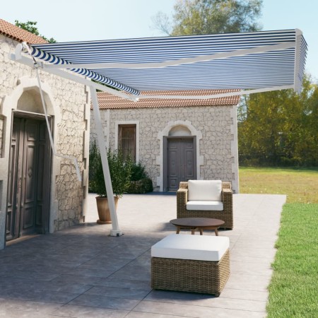 Automatic blue and white freestanding awning 450x350 cm by , Awnings - Ref: Foro24-3069646, Price: 653,86 €, Discount: %