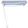 Toldo de pie automático azul y blanco 450x350 cm de , Toldos - Ref: Foro24-3069646, Precio: 653,86 €, Descuento: %