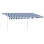 Toldo manual retráctil con postes azul y blanco 4,5x3,5 m de , Toldos - Ref: Foro24-3070046, Precio: 631,99 €, Descuento: %