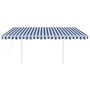 Toldo manual retráctil con postes azul y blanco 4,5x3,5 m de , Toldos - Ref: Foro24-3070046, Precio: 631,99 €, Descuento: %