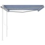 Retractable manual awning with blue and white poles 4.5x3.5 m by , Awnings - Ref: Foro24-3070046, Price: 633,50 €, Discount: %