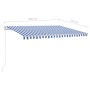 Retractable manual awning with blue and white poles 4.5x3.5 m by , Awnings - Ref: Foro24-3070046, Price: 633,50 €, Discount: %