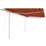 Automatic retractable awning with orange and brown posts, 4.5x3.5m. by , Awnings - Ref: Foro24-3070050, Price: 648,92 €, Disc...