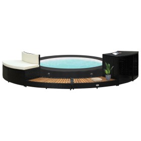 Borde bañera hidromasaje ratán sintético y madera maciza acacia de , Accesorios para piscinas y spa - Ref: Foro24-316651, Pre...