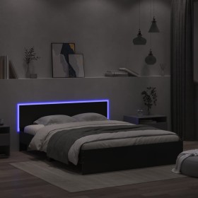 Black headboard bed frame and LED lights160x200 cm by , Beds and slatted bases - Ref: Foro24-3207596, Price: 205,01 €, Discou...