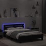 Bed frame with headboard and LED lights black 135x190 cm by , Beds and slatted bases - Ref: Foro24-3207568, Price: 152,99 €, ...