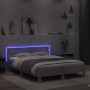 Estructura de cama cabecero y luces LED gris hormigón 140x190cm de , Camas y somieres - Ref: Foro24-3207563, Precio: 146,99 €...