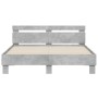 Estructura de cama cabecero y luces LED gris hormigón 140x190cm de , Camas y somieres - Ref: Foro24-3207563, Precio: 146,99 €...