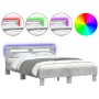 Estructura de cama cabecero y luces LED gris hormigón 120x190cm de , Camas y somieres - Ref: Foro24-3207577, Precio: 148,29 €...