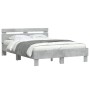 Estructura de cama cabecero y luces LED gris hormigón 120x190cm de , Camas y somieres - Ref: Foro24-3207577, Precio: 148,29 €...