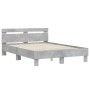 Estructura de cama cabecero y luces LED gris hormigón 120x190cm de , Camas y somieres - Ref: Foro24-3207577, Precio: 148,29 €...