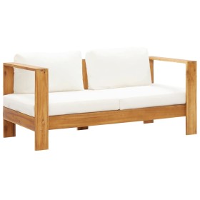 Garden sofa with cream white acacia wood cushion 140 cm by vidaXL, Modular outdoor sofas - Ref: Foro24-47273, Price: 303,99 €...