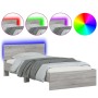 Bed frame headboard LED lights Sonoma gray 100x200 cm by , Beds and slatted bases - Ref: Foro24-838804, Price: 121,94 €, Disc...