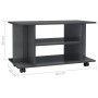 Mueble de TV ruedas madera ingeniería gris brillo 80x40x45 cm de vidaXL, Muebles TV - Ref: Foro24-800197, Precio: 60,99 €, De...