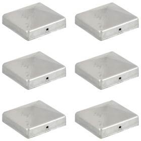 Tapas para postes de valla 6 uds metal galvanizado 81x81mm de vidaXL, Accesorios para rejas y vallas - Ref: Foro24-145490, Pr...