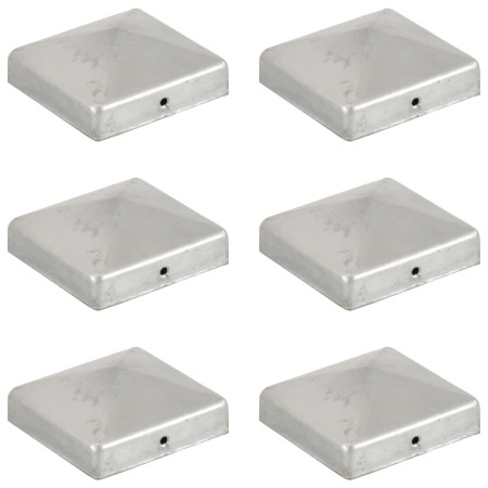 Tapas para postes de valla 6 uds metal galvanizado 81x81mm de vidaXL, Accesorios para rejas y vallas - Ref: Foro24-145490, Pr...