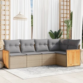 Set Gartensofas mit Kissen 5 Stück synthetisches Rattan beige von , Gartensets - Ref: Foro24-3260029, Preis: 420,21 €, Rabatt: %