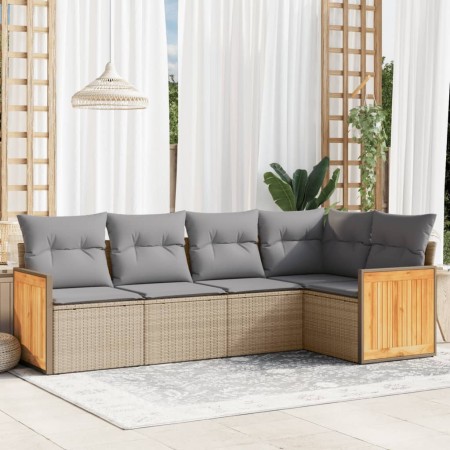 Garden sofa set with 5-piece synthetic rattan beige cushions by , Garden sets - Ref: Foro24-3260029, Price: 419,70 €, Discoun...