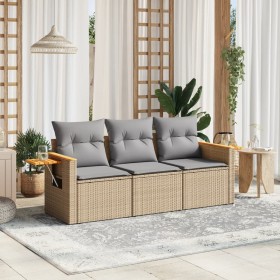 Garden sofa set with beige cushions 3 pieces PE rattan by , Garden sets - Ref: Foro24-3259000, Price: 242,00 €, Discount: %