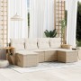 Gartensofa-Set mit Kissen, 6-teilig, beiges synthetisches Rattan von , Gartensets - Ref: Foro24-3259461, Preis: 443,50 €, Rab...