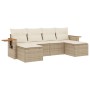 Gartensofa-Set mit Kissen, 6-teilig, beiges synthetisches Rattan von , Gartensets - Ref: Foro24-3259461, Preis: 443,50 €, Rab...