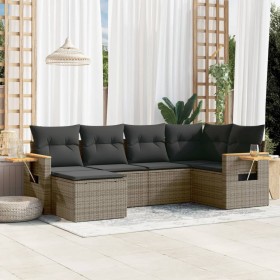 6-piece garden furniture set with gray synthetic rattan cushions by , Garden sets - Ref: Foro24-3259421, Price: 432,31 €, Dis...