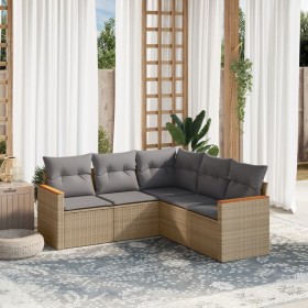 Set Gartensofas mit Kissen 5 Stück synthetisches Rattan beige von , Gartensets - Ref: Foro24-3258363, Preis: 392,99 €, Rabatt: %