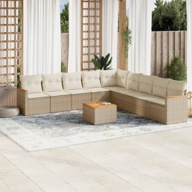 Set Gartensofas mit beigen Kissen 10 Stück synthetisches Rattan von , Gartensets - Ref: Foro24-3258467, Preis: 771,80 €, Raba...