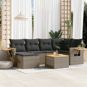 7-piece garden sofa set with gray PE rattan cushions by , Garden sets - Ref: Foro24-3259428, Price: 476,58 €, Discount: %