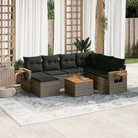 Set de sofás de jardín 8 pzas y cojines ratán sintético gris de , Conjuntos de jardín - Ref: Foro24-3259456, Precio: 502,99 €...