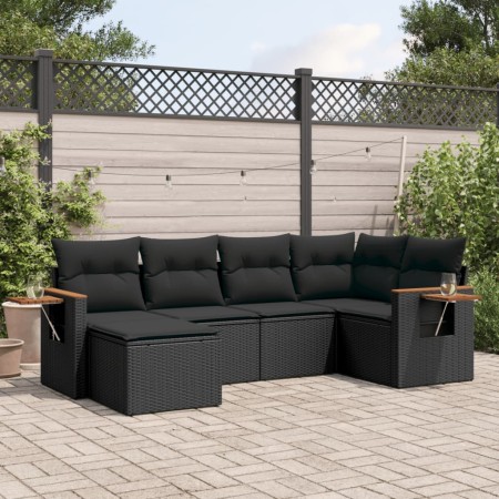 Set aus 6-teiligen Gartensofas und Kissen Kunstrattan schwarz von , Gartensets - Ref: Foro24-3259416, Preis: 428,27 €, Rabatt: %