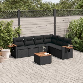 7-teiliges Garten-Esszimmerset und Kissen synthetisches Rattan schwarz von , Gartensets - Ref: Foro24-3259248, Preis: 482,55 ...