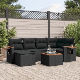 7-teiliges Garten-Essset und schwarze Kissen aus synthetischem Rattan von , Gartensets - Ref: Foro24-3259423, Preis: 472,41 €...