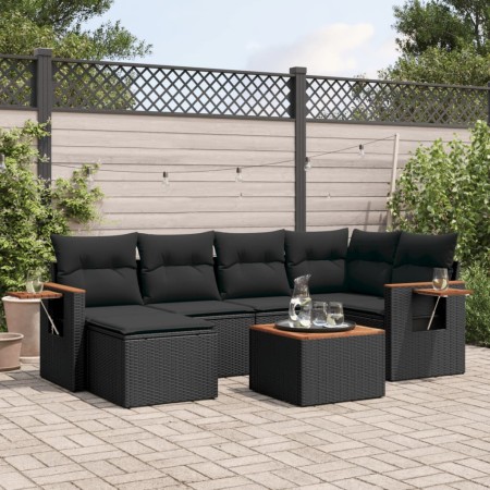 7-piece garden dining set and black synthetic rattan cushions by , Garden sets - Ref: Foro24-3259423, Price: 474,33 €, Discou...