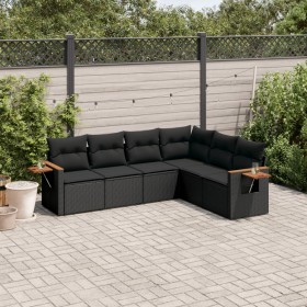 Set aus 6-teiligen Gartensofas und Kissen Kunstrattan schwarz von , Gartensets - Ref: Foro24-3259241, Preis: 434,91 €, Rabatt: %