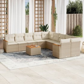 Set de sofás de jardín 11pzas con cojines ratán sintético beige de , Conjuntos de jardín - Ref: Foro24-3258761, Precio: 770,5...