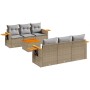 Set of 7-piece garden sofas and beige synthetic rattan cushions by , Garden sets - Ref: Foro24-3259035, Price: 525,99 €, Disc...