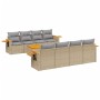 Set mit 9 Gartensofas mit beigen Kissen aus synthetischem Rattan von , Gartensets - Ref: Foro24-3259063, Preis: 655,57 €, Rab...