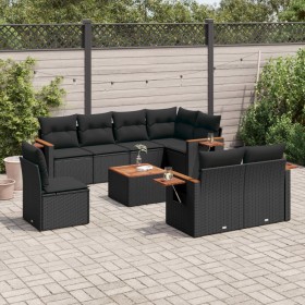 Set aus 8-teiligen Gartensofas und Kissen Kunstrattan schwarz von , Gartensets - Ref: Foro24-3259409, Preis: 631,23 €, Rabatt: %