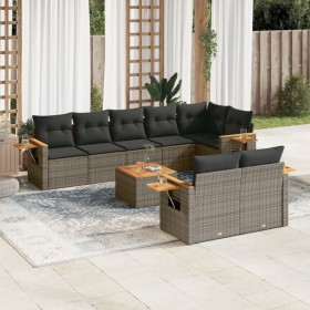 Garden furniture set 9 pieces and gray synthetic rattan cushions by , Garden sets - Ref: Foro24-3259400, Price: 648,20 €, Dis...