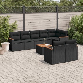 Set aus 8-teiligen Gartensofas und Kissen Kunstrattan schwarz von , Gartensets - Ref: Foro24-3258555, Preis: 637,72 €, Rabatt: %