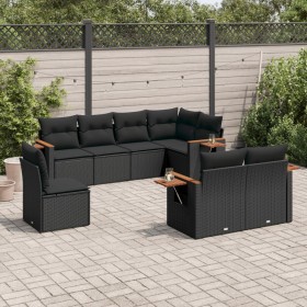 Set aus 8-teiligen Gartensofas und Kissen Kunstrattan schwarz von , Gartensets - Ref: Foro24-3259402, Preis: 564,45 €, Rabatt: %