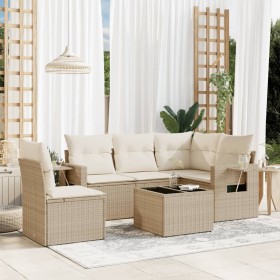 Garden sofa set with 6-piece synthetic rattan beige cushions by , Garden sets - Ref: Foro24-3252515, Price: 539,03 €, Discoun...