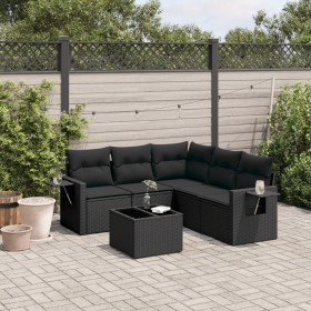 Set aus 6-teiligen Gartensofas und Kissen Kunstrattan schwarz von , Gartensets - Ref: Foro24-3252492, Preis: 506,19 €, Rabatt: %