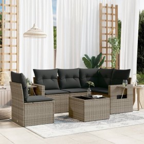 6-piece garden furniture set with gray synthetic rattan cushions by , Garden sets - Ref: Foro24-3252517, Price: 460,37 €, Dis...