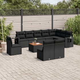 Set mit 11 Stück Gartensofas und Kissen synthetisches Rattan schwarz von , Gartensets - Ref: Foro24-3256944, Preis: 692,14 €,...