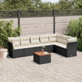 Set aus 8-teiligen Gartensofas und Kissen Kunstrattan schwarz von , Gartensets - Ref: Foro24-3223676, Preis: 477,36 €, Rabatt: %