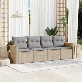 Garden sofa set with 4-piece synthetic rattan beige cushions by , Garden sets - Ref: Foro24-3258174, Price: 276,52 €, Discoun...